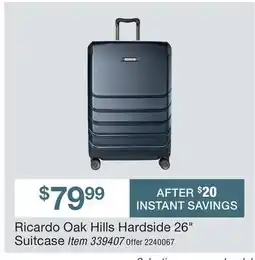 BJ’s Ricardo Oak Hills Hardside 26 Suitcase offer
