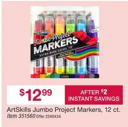 BJ’s ArtSkills Jumbo Project Markers, 12 ct offer