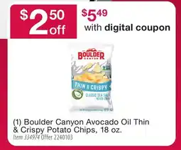 BJ’s (1) Boulder Canyon Avocado Oil Thin & Crispy Potato Chips, 18 oz offer