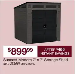 BJ’s Suncast Modern 7' x 7' Storage Shed offer