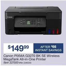 BJ’s Canon PIXMA G3270 BK SE Wireless MegaTank All-in-One Printer Item offer