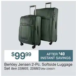 BJ’s Berkley Jensen 2-Pc. Softside Luggage Set offer