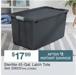 BJ’s Sterilite 45-Gal. Latch Tote Item offer