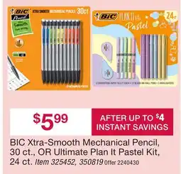 BJ’s BIC Xtra-Smooth Mechanical Pencil, 30 ct., OR Ultimate Plan It Pastel Kit, 24 ct offer