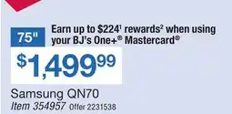 BJ’s Samsung QN70 75 Smart TV offer
