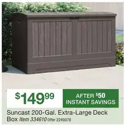 BJ’s Suncast 200-Gal. Extra-Large Deck Box offer