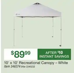 BJ’s 10' x 10' Recreational Canopy-White offer