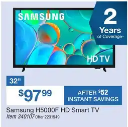 BJ’s Samsung 32 H5000F HD Smart TV offer