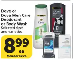 Vons Dove or Dove Men Care Deodorant or Body Wash offer