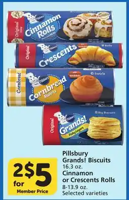 Vons Pillsbury Grands! Biscuits 16.3 oz. Cinnamon or Crescents Rolls 8-13.9 oz offer