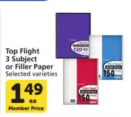 Vons Top Flight 3 Subject or Filler Paper offer