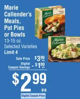 Smart & Final Marie Callender's Meals, Pot Pies or Bowls offer