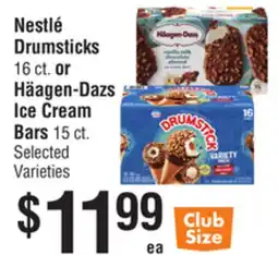 Smart & Final Nestlé Drumsticks 16 ct. or Häagen-Dazs Ice Cream Bars 15 ct offer