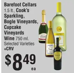 Smart & Final Barefoot Cellars, Cook's Sparkling, Bogle Vineyards, Cupcake Vineyards Wine offer