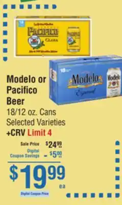 Smart & Final Modelo or Pacifico Beer offer