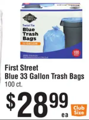 Smart & Final First Street Blue 33 Gallon Trash Bags offer