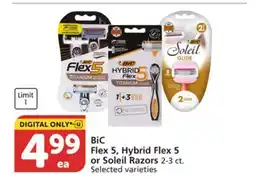 Albertsons BiC Flex 5, Hybrid Flex 5 or Soleil Razors offer
