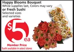 Albertsons Happy Blooms Bouquet or Fresh Sushi offer