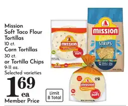 Pavilions Mission Soft Taco Flour Tortillas 10 ct. Corn Tortillas 30 ct. or Tortilla Chips 9-11 oz offer