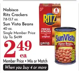 Pavilions Nabisco Ritz Crackers 7.8-13.7 oz. Sun Vista Beans 40 oz offer