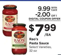 Ralphs Rao's Pasta Sauce offer