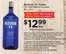 Ralphs Platinum 7X Vodka offer