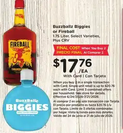 Ralphs Buzzballz Biggies or Fireball offer