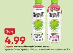 Stater Bros Organic Harmless Harvest Coconut Water offer