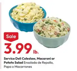Stater Bros Service Deli Coleslaw, Macaroni or Potato Salad offer