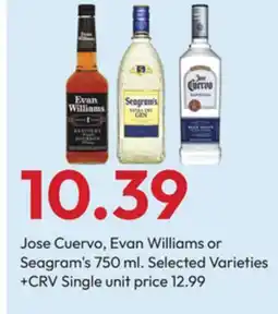 Stater Bros Jose Cuervo, Evan Williams or Seagram's offer