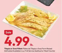Stater Bros Tilapia or Swai Fillets offer