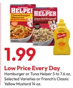 Stater Bros Hamburger or Tuna Helper 5 to 7.6 oz. Selected Varieties or French's Classic Yellow Mustard 14 oz offer