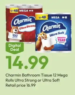 Stater Bros Charmin Bathroom Tissue 12 Mega Rolls Ultra Strong or Ultra Soft offer