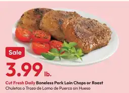 Stater Bros Cut Fresh Daily Boneless Pork Loin Chops or Roast offer