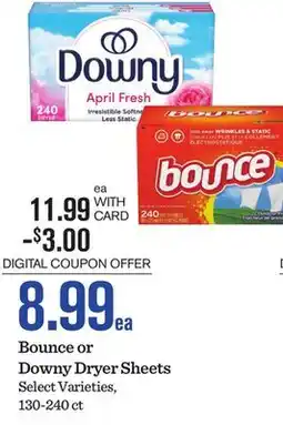 Mariano's Bounce or Downy Dryer Sheets offer