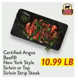 Fresh Thyme Certified Angus Beef New York Style Sirloin or Top Sirloin Strip Steak offer
