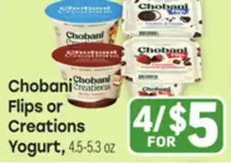 Tony’s Fresh Market Chobani Flips or Creations Yogurt offer
