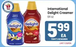 Tony’s Fresh Market International Delight Creamer offer