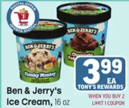 Tony’s Fresh Market Ben & Jerry's Ice Cream offer