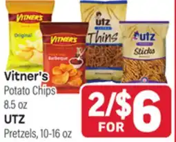 Tony’s Fresh Market Vitner's Potato Chips 8.5 oz, UTZ Pretzels, 10-16 oz offer
