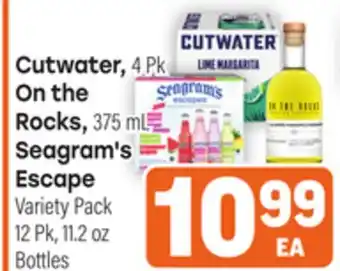 Tony’s Fresh Market Cutwater, 4 Pk On the Rocks, 375 mL Seagram's Escape Variety Pack 12 Pk, 11.2 oz Bottles offer