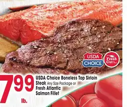 Jewel-Osco USDA Choice Boneless Top Sirloin Steak Any Size Package or Fresh Atlantic Salmon Fillet offer