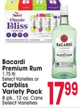 Jewel-Osco Bacardi Premium Rum 1.75 ltr. Select Varieties or Carbliss Variety Pack 3 pk., 12 oz. Cans offer