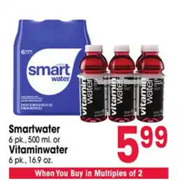 Jewel-Osco Smartwater 6 pk., 500 ml or Vitaminwater 6 pk., 16.9 oz offer
