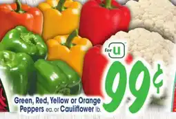 Jewel-Osco Green, Red, Yellow or Orange Peppers ea. or Cauliflower lb offer