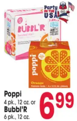 Jewel-Osco Poppi 4 pk., 12 oz. or Bubbl'R 6 pk., 12 oz offer