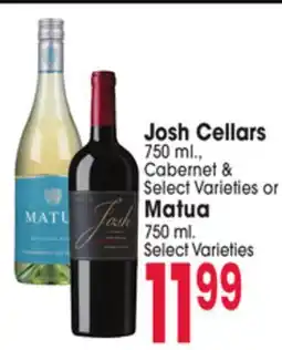 Jewel-Osco Josh Cellars 750 ml., Cabernet & or Matua 750 ml offer