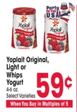 Jewel-Osco Yoplait Original, Light or Whips Yogurt offer