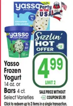 Jewel-Osco Yasso Frozen Yogurt 14 oz. or Bars 4 ct offer