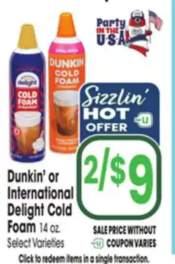 Jewel-Osco Dunkin' or International Delight Cold Foam offer